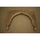 Indian heavily carved hardwood arcade panel having allover foliate decoration, 86cm wide Condition: