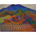Modern acrylic - Provencal Landscape, signed with initials T.B. and dated '90, 36cm x 47cm, framed