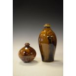 Two Nick Rees studio pottery vases, each having a mottled brown glaze Condition: