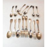 Various 19th Century silver flatware including George IV sifting ladle, Edinburgh 1828, five William