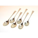 Set of six George III silver coffee spoons, each having a scallop bowl, hallmarks indistinct, 2.