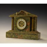 Late 19th Century French green onyx cased architectural style mantel clock, the brass dial having an