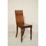 Late 19th Century oak Gothic design hall chair Condition: