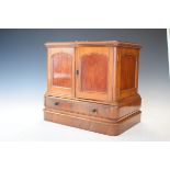 Late 19th/early 20th Century mahogany and walnut table cabinet, fitted two panelled doors