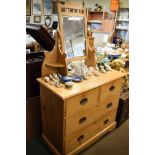 Victorian pine dressing chest fitted two short over two long drawers with mirror over Condition: