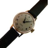 Lady's Mappin 9ct gold cased wristwatch having a leather strap Condition: