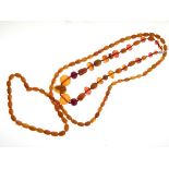 Two amber bead necklaces Condition: