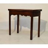 George III mahogany rectangular fold-over supper table fitted one drawer and standing on square
