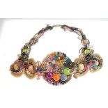 Mid 20th Century beadwork, glass and paste necklace Condition: