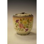 Carlton Ware tobacco jar having floral decoration on an off-white ground Condition: