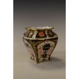 Small Royal Crown Derby vase having typical Imari style gilt highlighted decoration Condition: