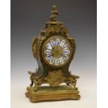 19th Century French Buhl brass inlaid and mounted green tortoiseshell mantel clock, the case