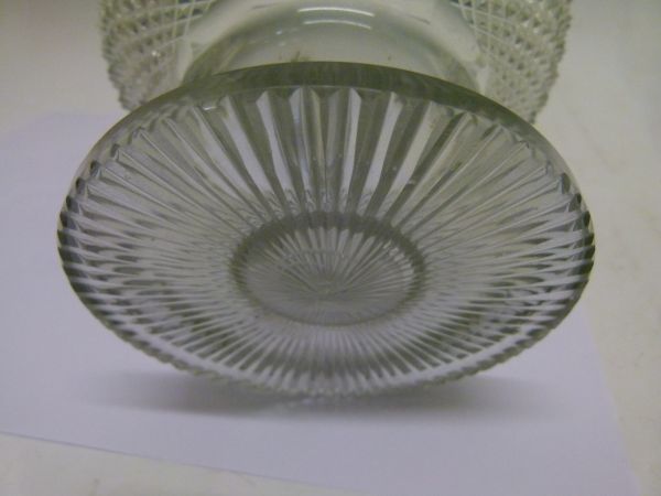 Regency cut glass bowl having a fan cut rim, standing on a short knopped stem and circular foot, - Image 6 of 8