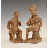 Pair of early 19th Century salt glazed earthenware figures, probably Scottish or North Country,