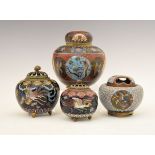 Four Japanese cloisonné jars and covers, each Meiji period, the largest 12.25cm high Condition: