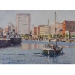 Frank Shipsides (1908-2005) - Watercolour - Boats in Bristol City Docks, signed and dated 1979,