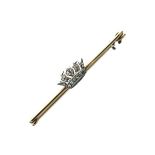 Diamond set naval crown bar brooch, in 9ct gold, London 1939, the motif set with twenty-two rose