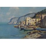 S. Maziani (Italian 20th Century) - Oil on canvas - A coastal village, signed, 49cm x 69cm A.R.