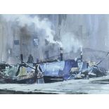 Brian Lancaster (1931-2005) - Watercolour - Birmingham Barges, signed, 29.75cm x 40cm A.R.