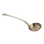 William IV silver Old English patterned punch ladle having a scallop bowl, maker Charles Boyton,