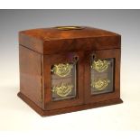 Late 19th/early 20th Century walnut jewellery casket, the hinged cover opening to reveal a blue silk