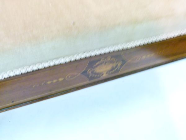 Edwardian Sheraton Revival inlaid rosewood box seat duet stool standing on tapered spade supports - Image 3 of 8