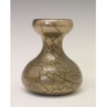 Elton Ware platinum crackle on green squat baluster shaped vase, base with painted mark, 10.5cm high