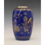 Chinese porcelain ovoid vase having gilt decoration depicting a figure on horseback and a lady in