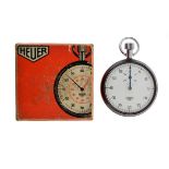 Heuer - 60 second stopwatch, ref: 7700, signed white dial with 30 minute counter, and 1/5th