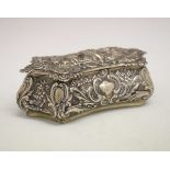 Edward VII shaped rectangular box having embossed stylised foliate decoration, makers Marston &