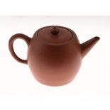 Chinese miniature Yixing barrel shaped teapot, the underside with two character mark, 5.25cm high