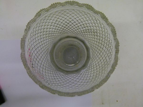 Regency cut glass bowl having a fan cut rim, standing on a short knopped stem and circular foot, - Image 3 of 8