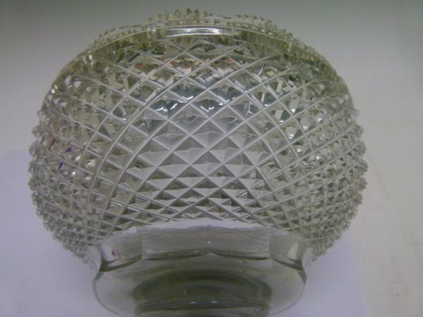 Regency cut glass bowl having a fan cut rim, standing on a short knopped stem and circular foot, - Image 7 of 8