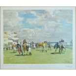 Sir Alfred James Munnings (1878-1959) - Signed lithograph - Unsaddling At Epsom, Summer Meeting,