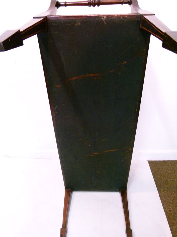 Edwardian Sheraton Revival inlaid rosewood box seat duet stool standing on tapered spade supports - Image 8 of 8