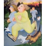Beryl Cook (1926-2008) - Signed limited edition print - Jogging On The Hoe, No.101/850, published by