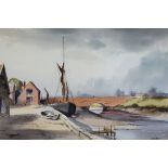 Leslie L.H Moore (1907-1997) - Watercolour - Snape Bridge, Suffolk, signed, 36cm x 56cm A.R.