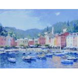 Bob Richardson (b.1938) - Pastel - Boats At Rest, Portafino, signed, 43cm x 57cm A.R.