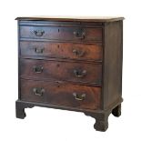 Small George III mahogany chest fitted brushing slide and four long drawers, standing on bracket