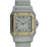 Cartier - Gentleman's Santos de Cartier stainless steel and gold quartz wristwatch, the dial with
