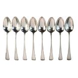 Set of eight George III silver Old English Thread pattern tablespoons, maker Richard Crossley,