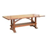 Early 20th Century oak Arts & Crafts design refectory dining table standing on chamfered square
