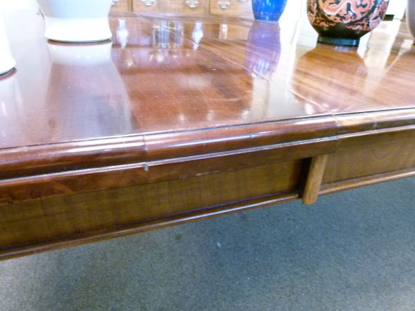 Late Victorian walnut rectangular extending dining table fitted three insertions and standing on - Image 6 of 9