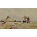 Thomas Bush Hardy (1842-1897) - Watercolour - Holy Island, signed and titled, 21cm x 38.5cm