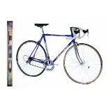 CBT Italia Columbus steel framed racing cycle in blue and silver with multi coloured transfers,