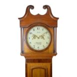 19th Century oak and mahogany longcase clock by Francis Foulks of Bakewell, the hood with swan