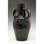 Large Elton Ware baluster shaped vase having two wide loop handles and typical stylised floral