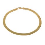 9ct yellow gold collar of wide flat links, 1cm wide, 46cm long, 36g gross Condition: No issues