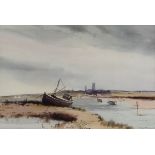 Leslie L.H Moore (1907-1997) - Watercolour - Blakeney, North Norfolk, signed, 36cm x 56cm A.R.