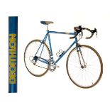 Decathlon Cobra steel framed racing cycle in metallic blue with yellow decals bearing Columbus Thron